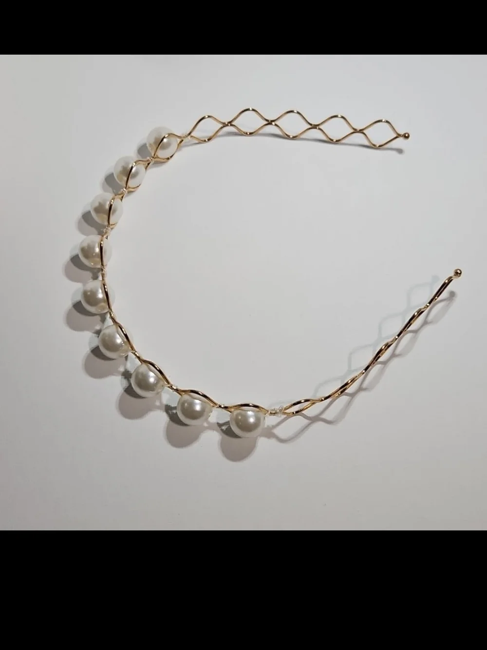 Gold Faux Pearl Wave Headband